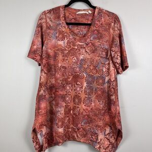 Soft Surroundings Womens Floral Paisley Tunic Top Small Multi Bohemian Mature
